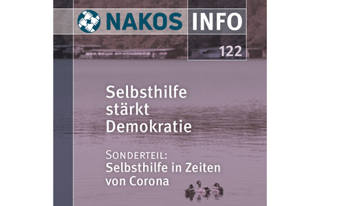 Cover des NAKOS INFO 122 mit Überschrift „Selbsthilfe stärkt Demokratie“